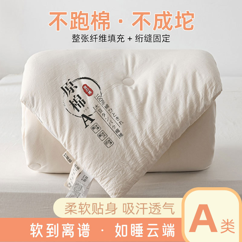 A-Type Cotton Soybean Fiber Quilt Lightweight Cooling Throw Pillowcases Dual-Person Thick Warm Winter Quilt Spring and Autumn Cover Activity Gift
