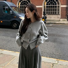 韩国chic2025秋冬装新款法式小众简约排单扣长袖针织开衫小外套女