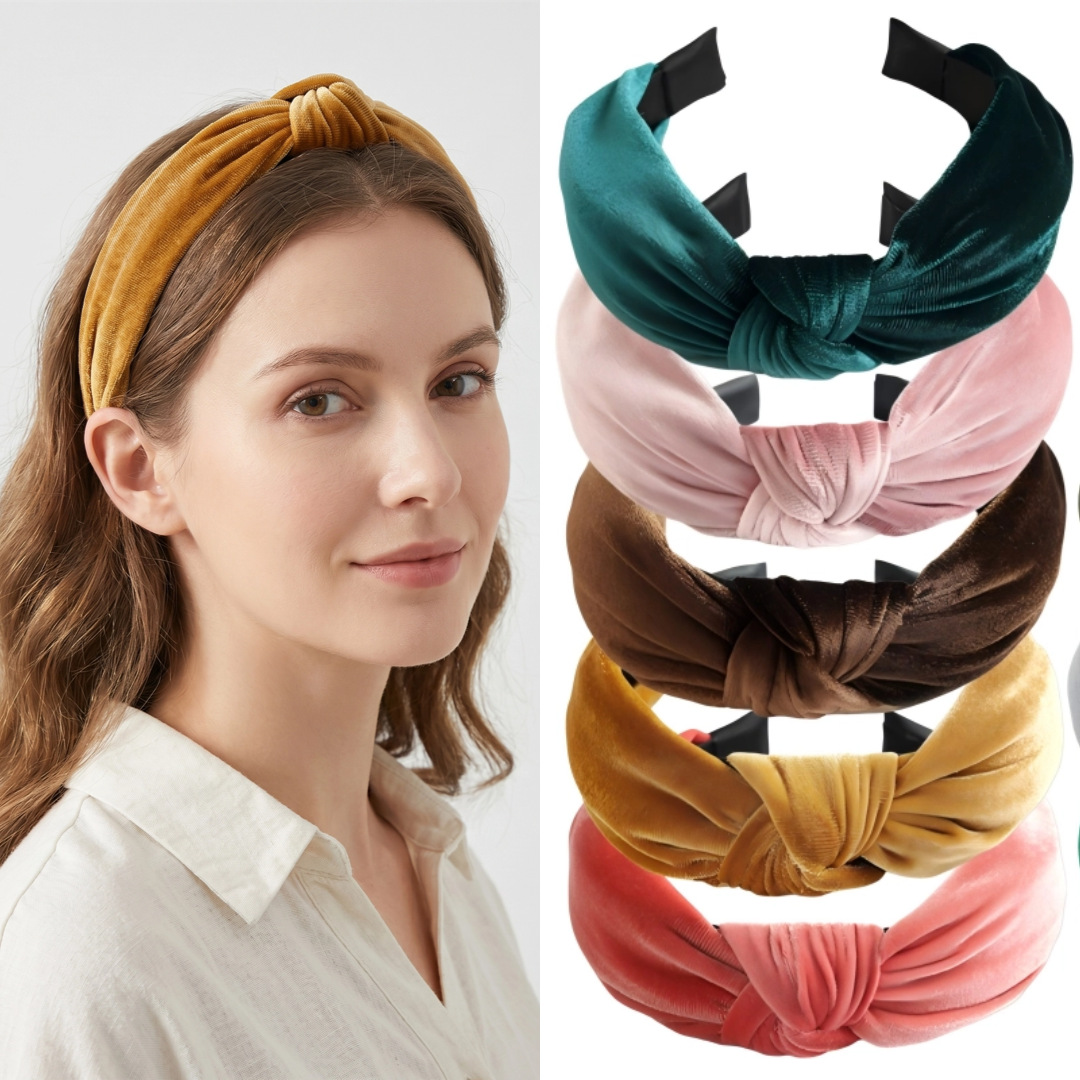 Nuevos accesorios para el cabello de color sólido de terciopelo dorado anudado diadema femenina europea y americana transfronteriza simple todo partido pelo de ala ancha presionando diadema horquilla image 3