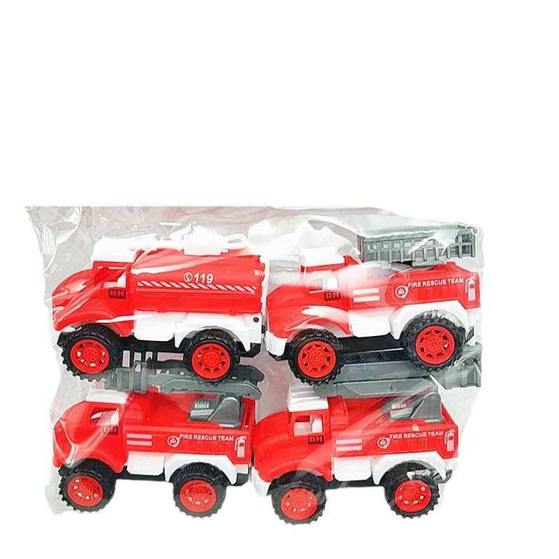 Set vehículo inercial 4 en 1, bomberos/ingeniería/saneamiento