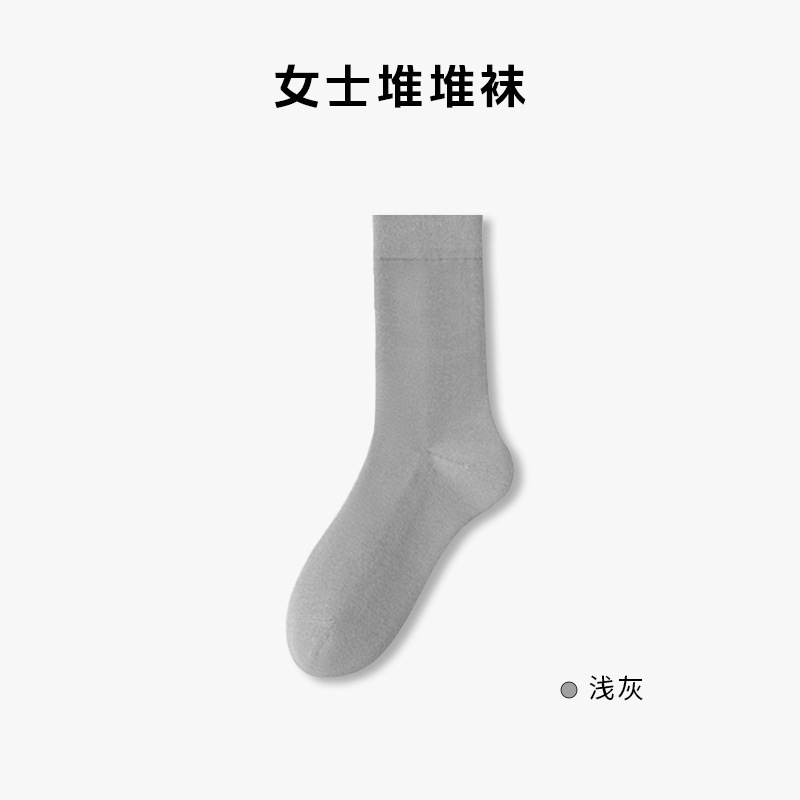 白色袜子女夏季薄款长筒堆堆袜纯棉袜子中长款10A抗菌防臭月子袜|undefined