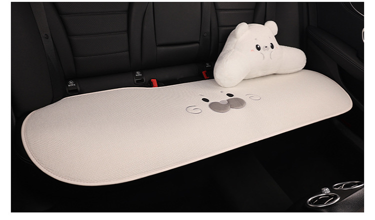 Car Seat Cushion Made of Linen Material with Seal Pattern, Suitable for All Seasons, Available as a Single Piece or a Three-Piece Set, with Optional Car Ventilation Cushion