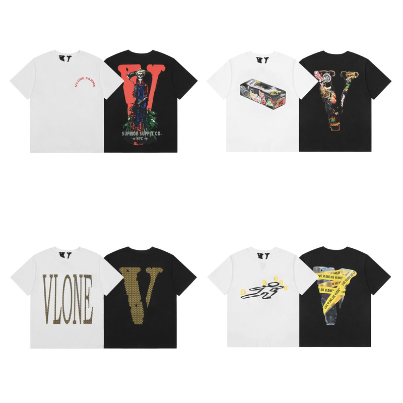 Vlone Fog Short-Sleeved Death Limited Big V High Street T-Shirt Loose Printed American Juice Wrld Joint Tee