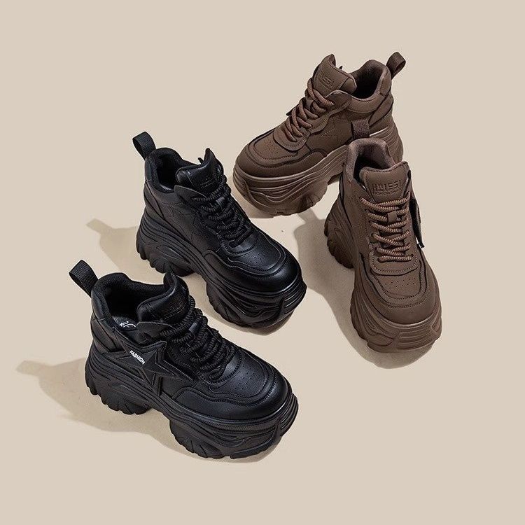 Retro zapatos de papá 2024 nuevo muffin de primavera con suela gruesa hombre pequeño zapatos deportivos casuales de 8 cm de altura para mujeres