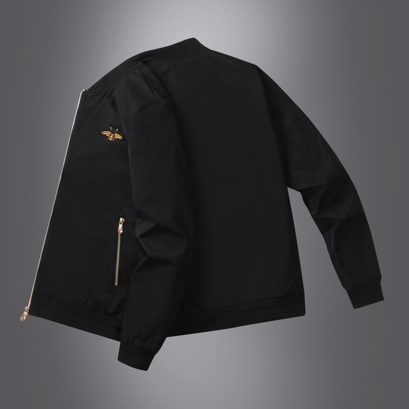 Veste de baseball décontractée à col montant et broderie simple pour homme, nouvelle mode printemps_voghion.com
