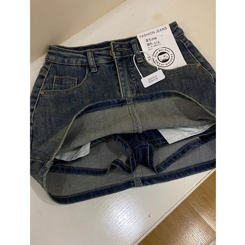 牛仔裤裙女秋新款大码胖mm梨形身材高腰弹力显瘦遮肚a字半身短裙