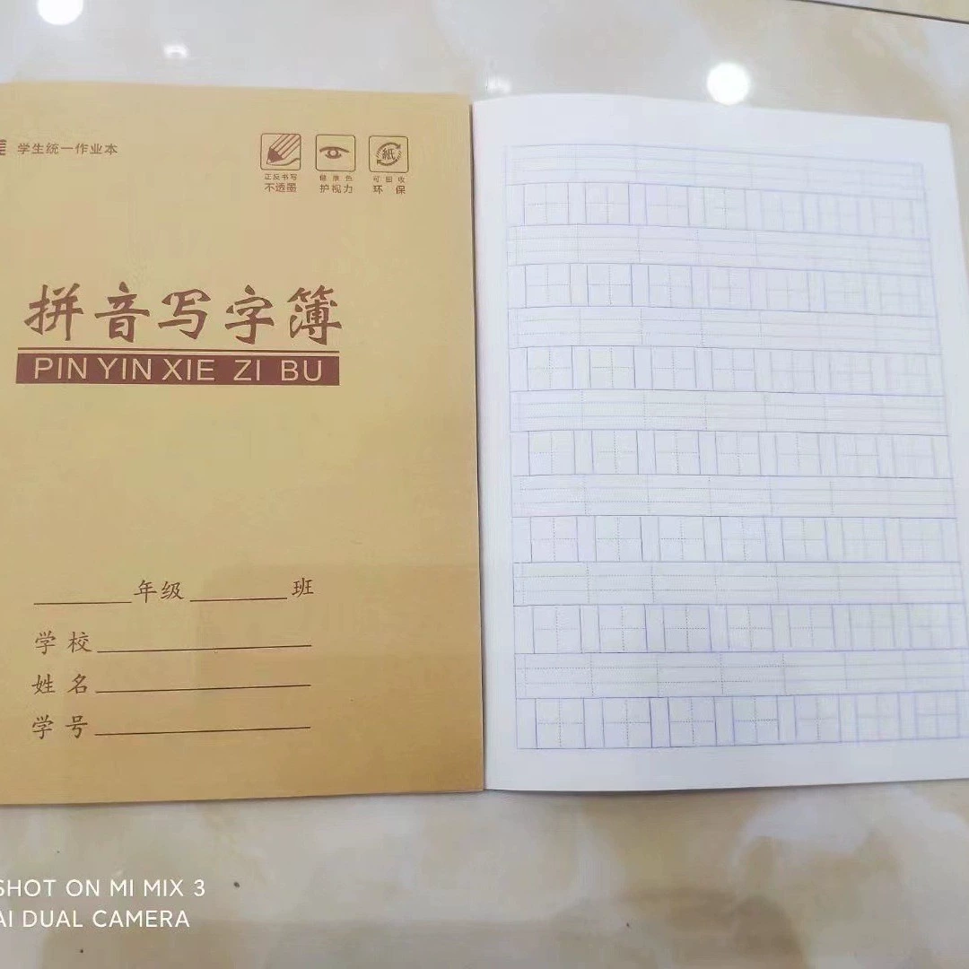 Student Exercise Book 24K, Cowhide Cover, Pinyin & Math Writing Practice