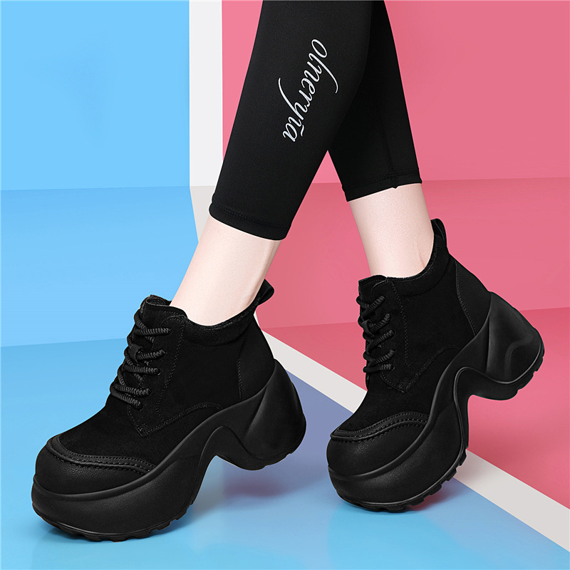 European-style Frosted Lace-up JK Platform Boots, Stylish Shoes With 8cm Platform Heel For Petite Women_vogvips.com