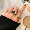 Set, golden universal ring, 3 piece set, french style