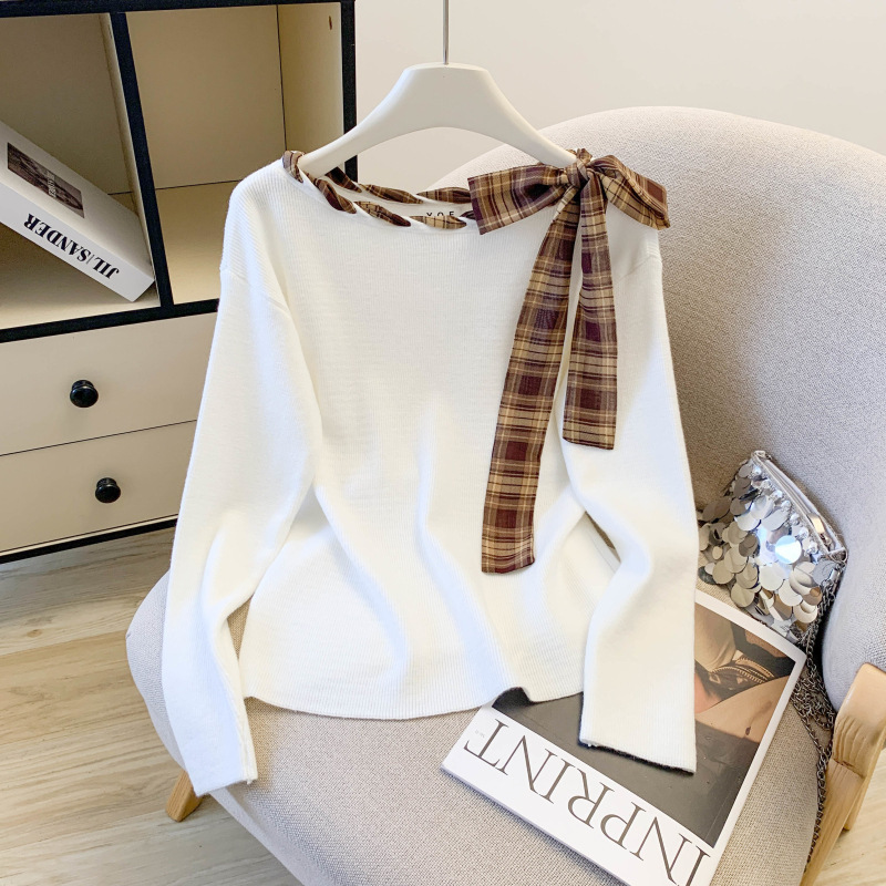 Real Shot of Large Quantities of 2025 Autumn New Style Western Style Silk Scarf Strap Bottoming Top Knitted Knitwear for Women