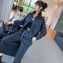 套装女工装休闲套装女2025春装新款韩版宽松帅气时尚两件套潮拼接