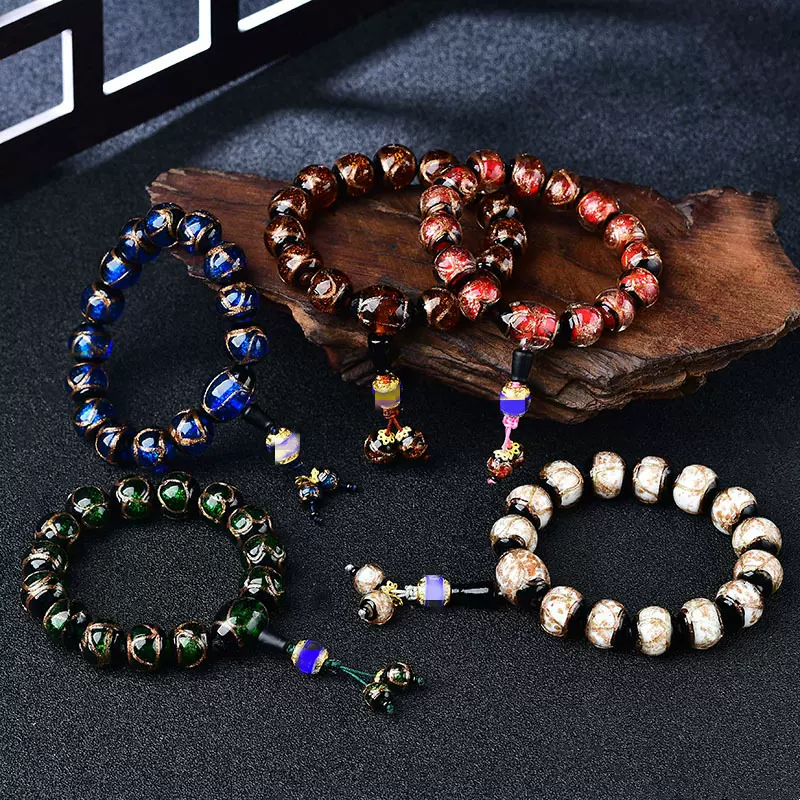香灰琉璃古法金沙手链香灰琉璃文创饰品男女情侣手串直播爆款批发
