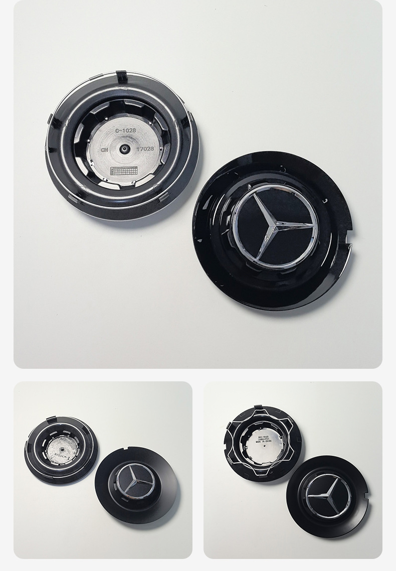 Mercedes-Benz Amg Wheel Hub Caps with Integrated Clips for C-Class, E-Class, Glc-Class, Gle-Class, and G-Class, Upgraded Amg Wheel Hub Caps