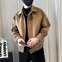 男士潮牌翻领外套韩版潮流春秋季衣服2024新款男装上衣秋装夹克衫