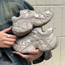 巴黎老爹鞋3xl超火厚底松糕显脚小炸街绑带小白鞋运动休闲鞋女鞋
