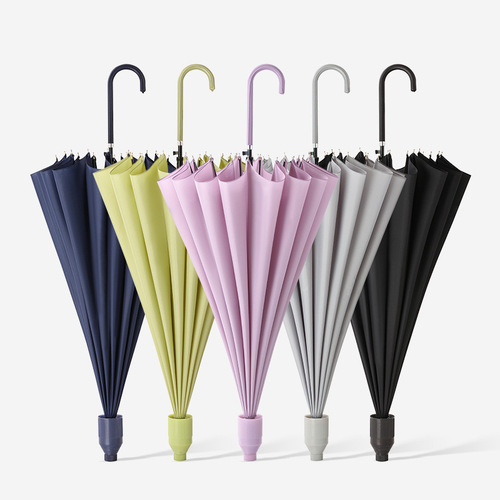 Automatic opening 16-bone waterproof cover umbrella long handle umbrella for men and women new solid color Japanese small clear straight handle umbrella wholesale