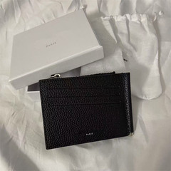 PYC M スタイル 21AW 牛革ブラックカードホルダー 4 点ステッチ男性と女性の本革小銭入れジッパー財布