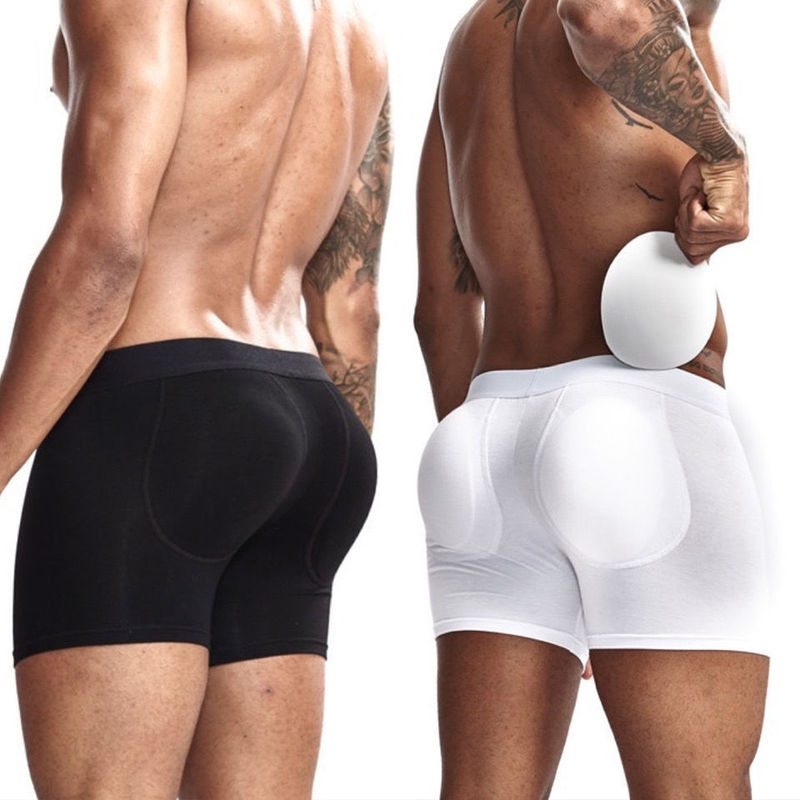 Men's Butt-Enhancing and Butt-Lifting Boxer Briefs with Anti-Chafing Leg Straps and Removable Cup Pads