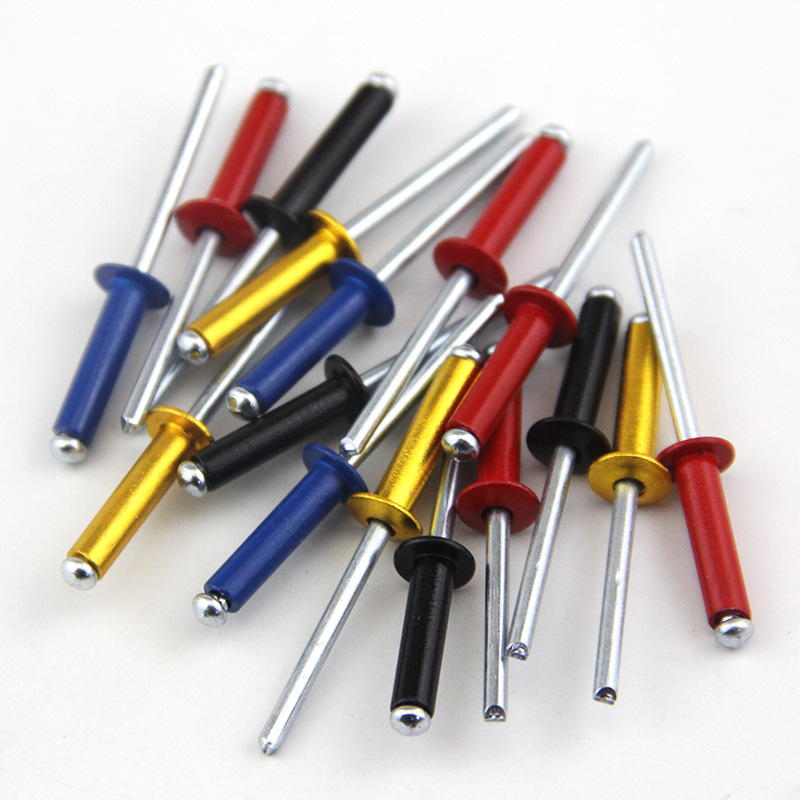 BB4C wholesale colorful aluminum core blind rivets yellow black red blue rivets decorative nails round head open type aluminum