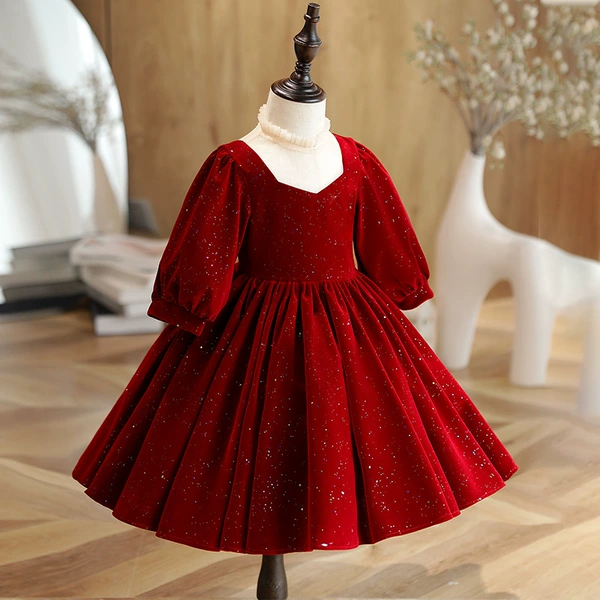 Thickened and warm wine red French neckline (W-052)