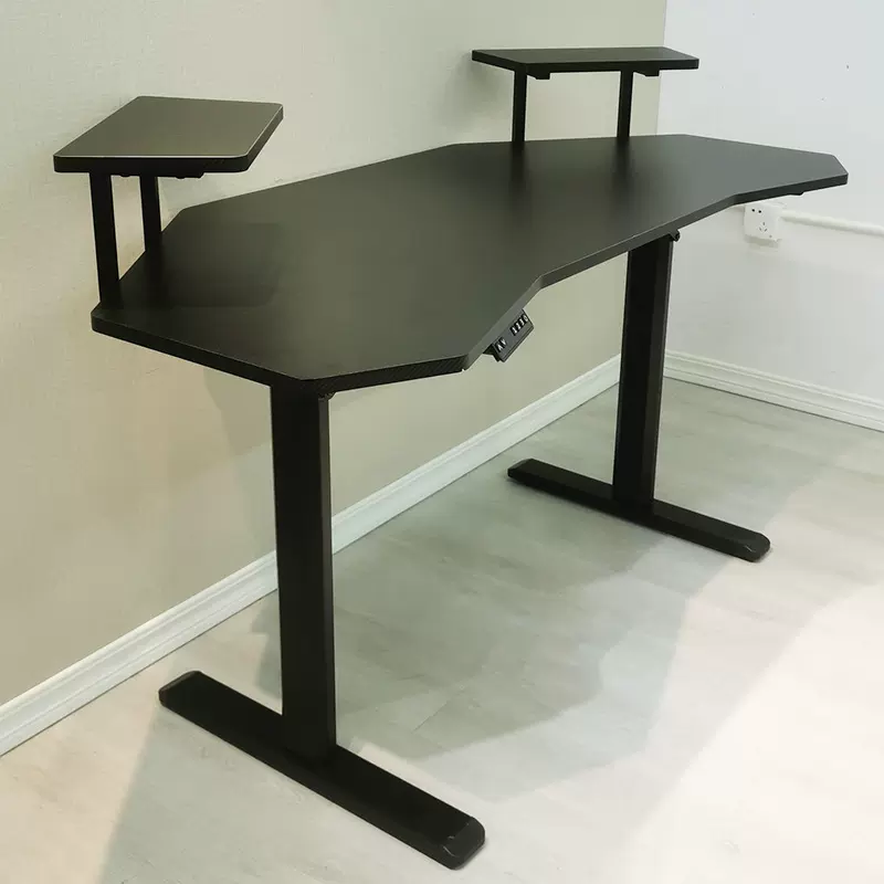 定制电动电竞桌游戏桌双桌面显示器支架台式电脑桌工程办公桌升降