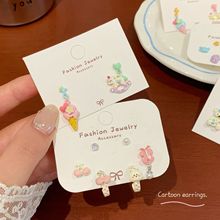 卡通可爱西高地小狗耳钉女银针设计感童趣小熊木马少女心学生耳饰