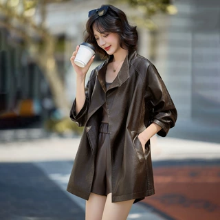 品牌绵羊皮皮衣女2025秋冬新款时尚立领女士加绒保暖中长款皮外套