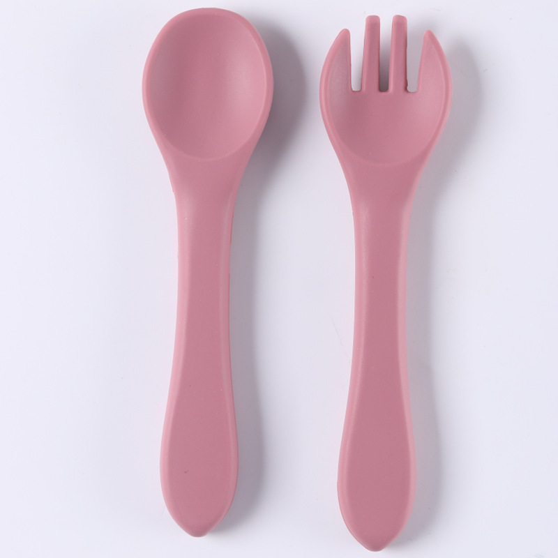 SKU-05-酒红色(全硅胶_勺子_叉子)