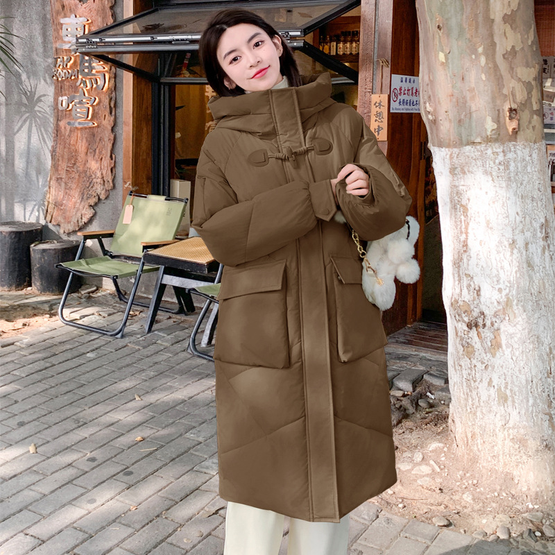 Invierno de corno de buey grueso largo plumón de algodón mujer sobre la rodilla super grueso coreano suelto chaqueta de algodón image 8