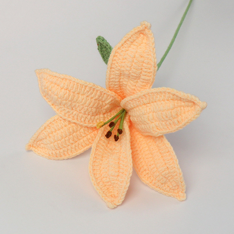 完成品クロスボーダーウールニットユリの花の枝家庭用家具装飾暖かい雰囲気かぎ針編みブーケ卸売|undefined