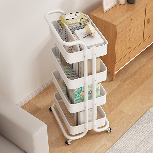 OD59 wholesale bookshelf rack floor-standing multi-layer wheeled trolley desk side reading book storage small