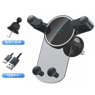 New 15W Car Mobile Phone Holder Wireless Charging Car Snap-On Wireless Charging Car Holder Factory Direct Sale (Car phone holder) - transparent-15w-wireless-charging-stand-black