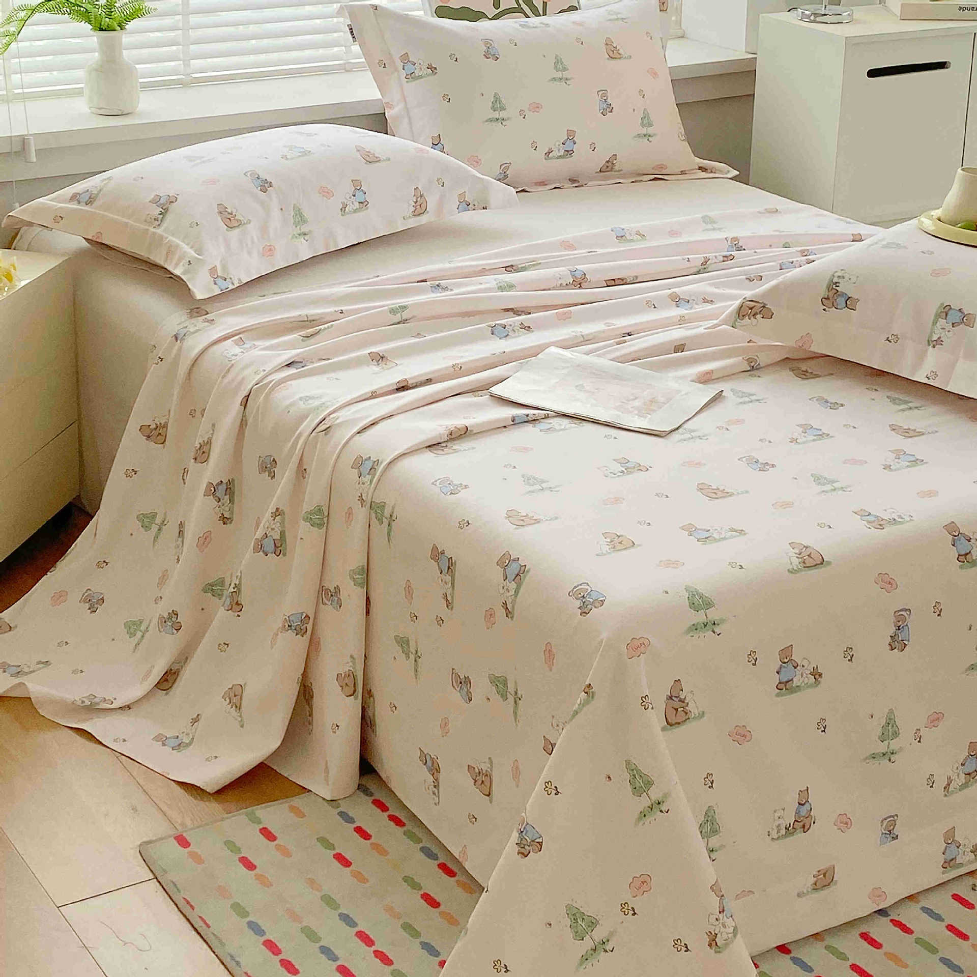 Sábanas de tela gruesa vieja de verano, dormitorio de estudiantes de una sola pieza, funda de cama individual, funda de almohada individual, juego de tres piezas, nuevo estilo 2025