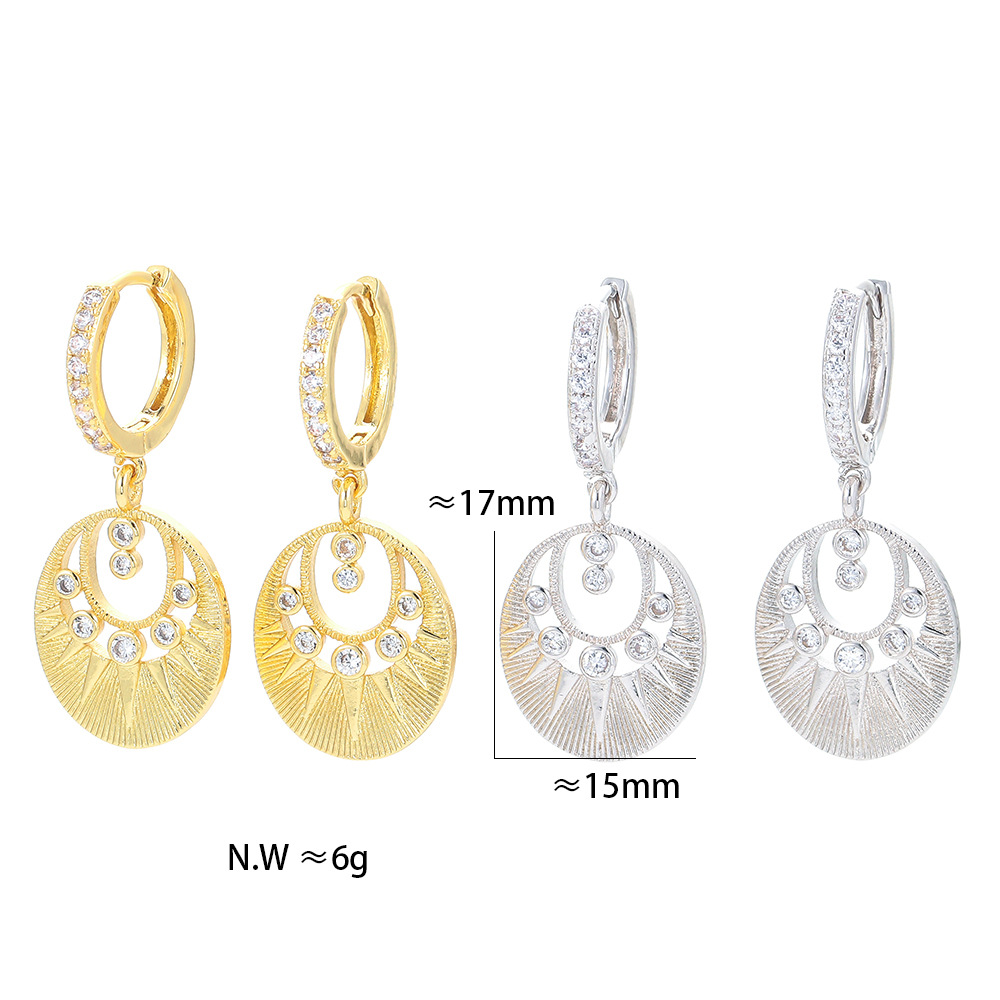 Copper Material Geometric Pattern Wholesale Fashion Hollow Inlaid Zircon Earrings