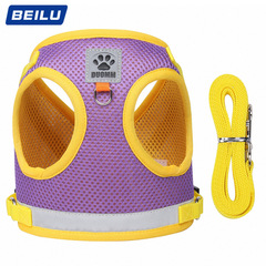 New Pet Harness Breathable Reflective Dog Harness Vest Style Contrast Color Dog Rope Pet Leash Wholesale
