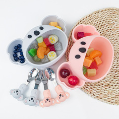 シリカゲル食器セット漫画母子児童食器赤ちゃん補助食器吸盤子供ステンレススプーンフォーク