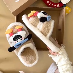 可爱卡通布偶拖鞋棉拖鞋女2025秋冬新款厚底百搭防滑保暖毛毛拖鞋