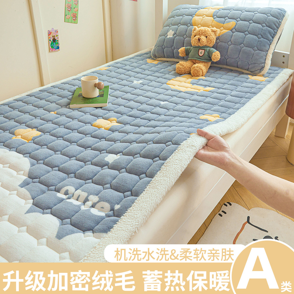 A級学生寮用ミルクベルベットマットレス、冬用厚手フリースパッド、入学時寮用シングルベッドマットレス