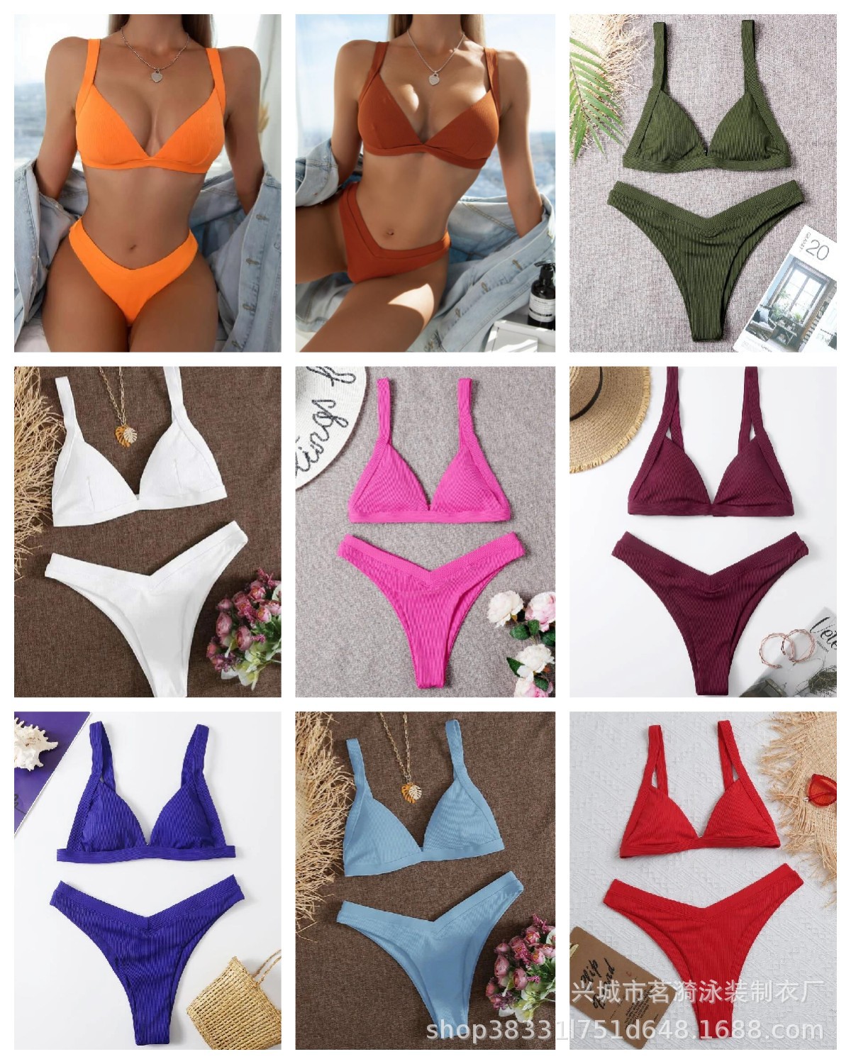 Mingyi nuevo popular multicolor color sólido pequeño hoyo bar moda europea y americana sexy multicolor Bikini traje de baño de las mujeres