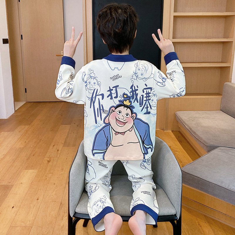 Nuevos pijamas infantiles primavera y otoño niños algodón de manga larga delgada para niños mayores adolescentes niños ropa de hogar al por mayor