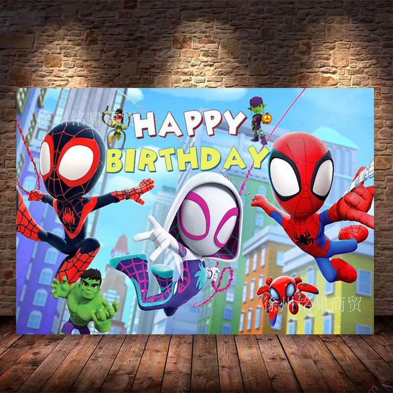 New Cartoon Spiderman and his Amazing Friends Birthday Game Theme Photo Photography Background Cloth Banner New Cartoon Spiderman and his Amazing Friends Birthday Game Theme Photo Photography Background Cloth Banner