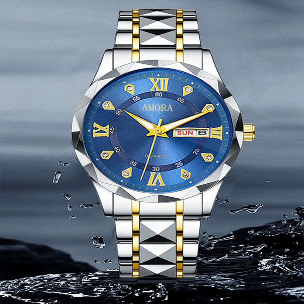 Xiangshiman трансграничные мужские часы, водонепроницаемые светящиеся часы с двойным календарем, мужские полностью автоматические кварцевые часы, ромбовидные часы