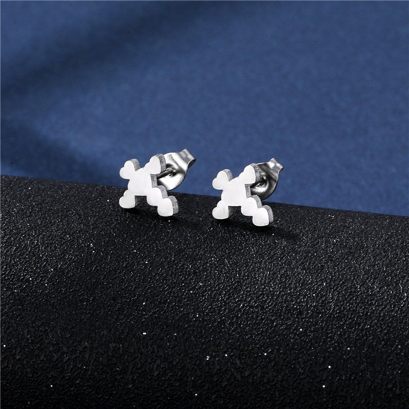 Simple Heart-shaped Cross Stainless Steel Pendant Earring Set