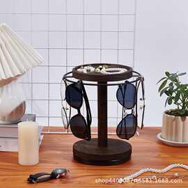 跨境木质眼睛收纳架可旋转太阳镜墨镜支架饰品发箍展示架眼睛架