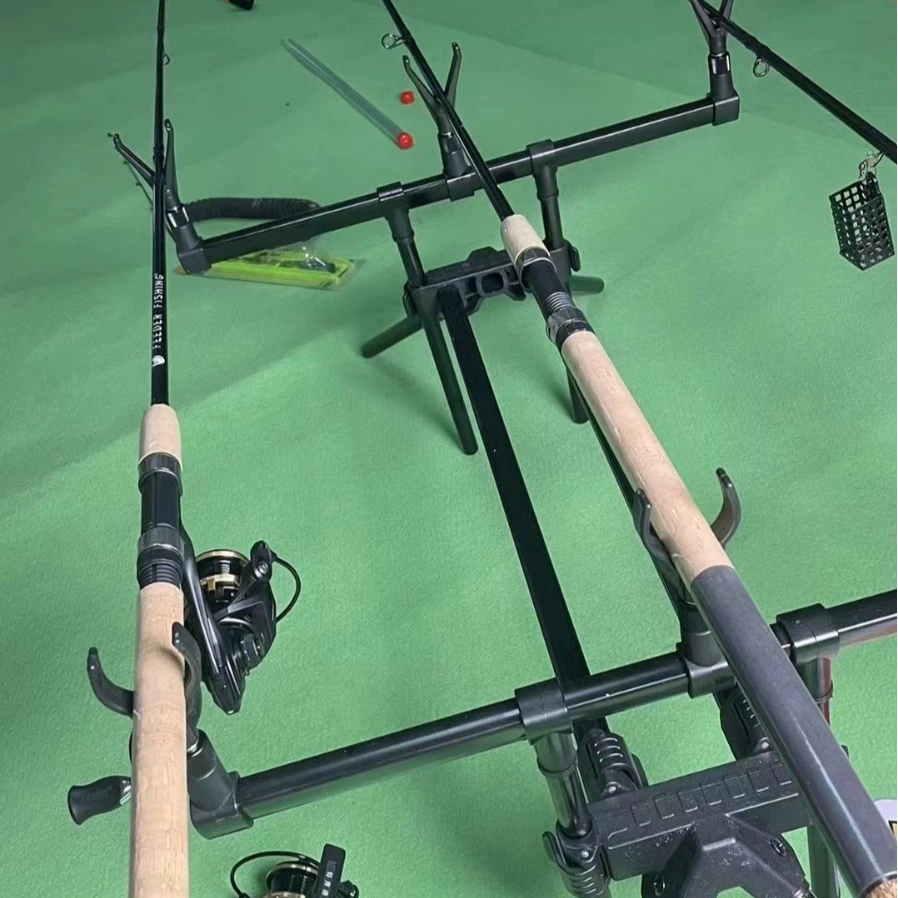 European-style fishing three-head, four-head, five-head bracket throwing pole multi-pole aluminum alloy folding telescopic multi-head four-corner pole