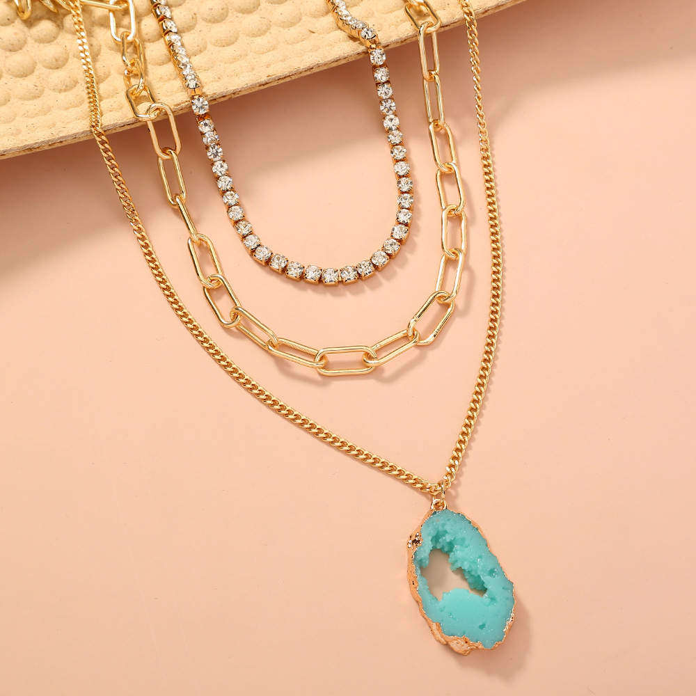 Fashion Imitation Natural Stone Multi-layer Necklace display picture 4