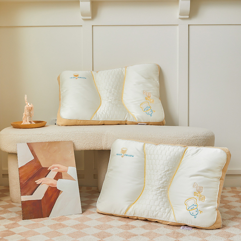 Nuevo Q elástico tostado almohada súper esponjoso cuello protección almohada núcleo durante mucho tiempo no colapsa almohada cervical hotel de cinco estrellas almohada núcleo