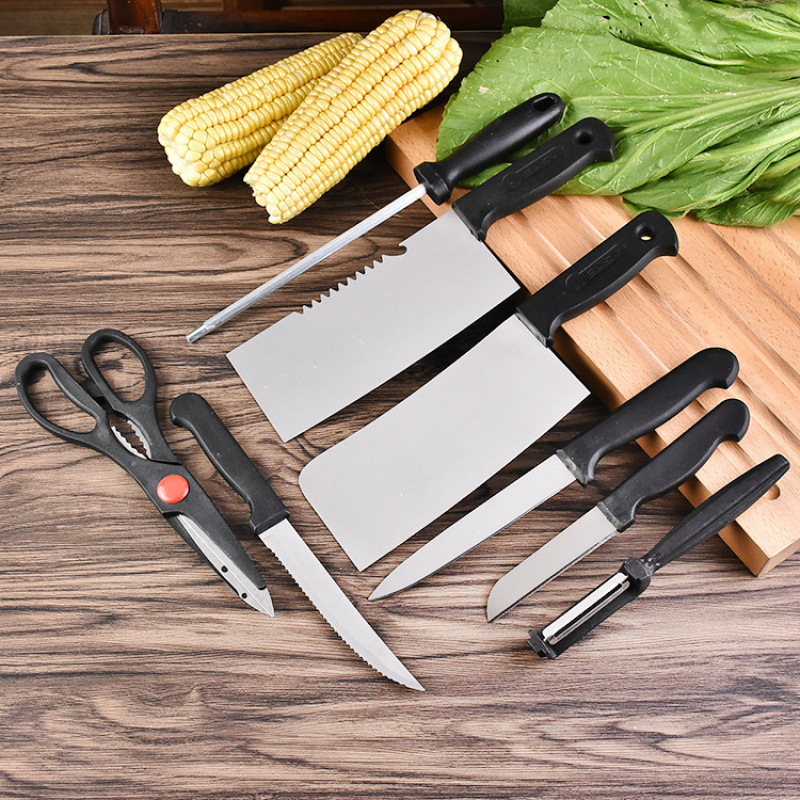 Cuchillos de regalo Juego de ocho piezas Cocina para el hogar Cuchillo de cocina de acero inoxidable Tijeras Varilla de afilado Juego de combinación de funciones Cuchillos