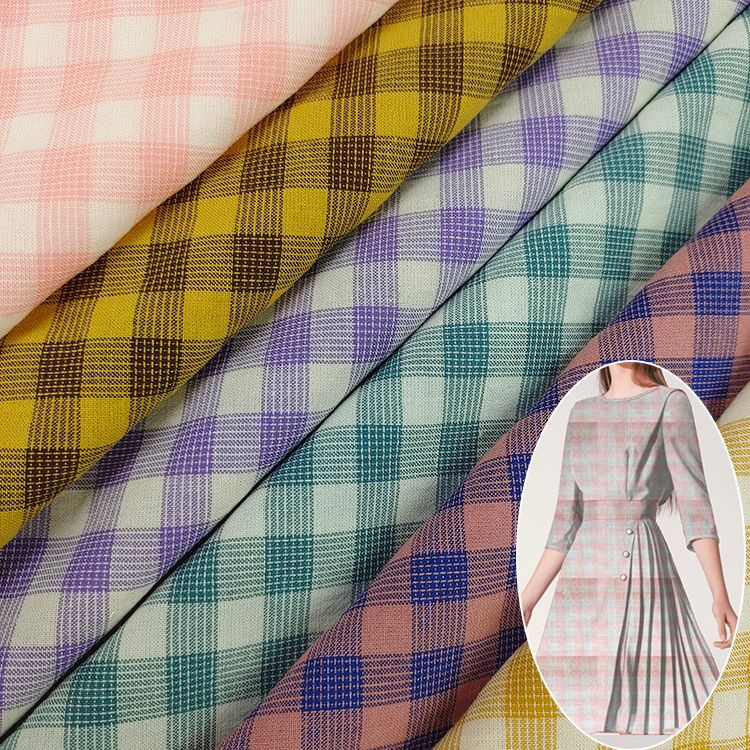 高品质平纹色织格子布 春夏连衣裙/衬衫/工作装/制服面料 现货