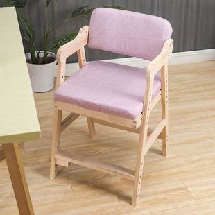 Solid Wood Children's Learning Chair Liftable Seat Student's Writing Chair Correcting Sitting Posture Backrest Dining Chair Home Small Yiheng